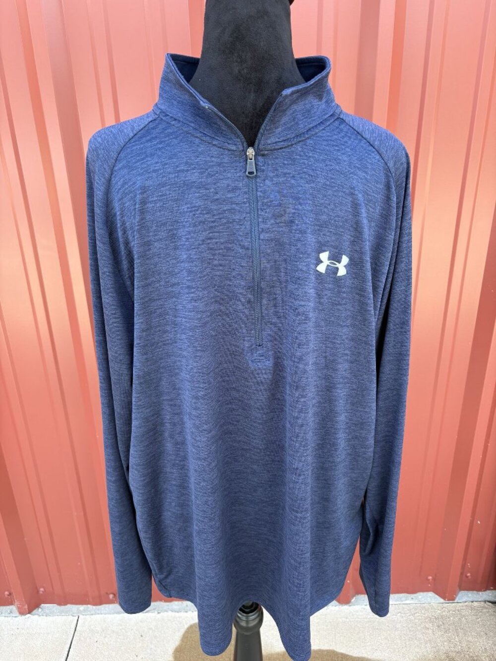 Under Armour Mens HeatGear 1/4 Zip Pullover 2XL Blue Loose Fit Lightweight